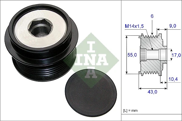 Fulie alternator INA TOYOTA PREMIO (_T26_) 2007-2018 - 535 0208 10