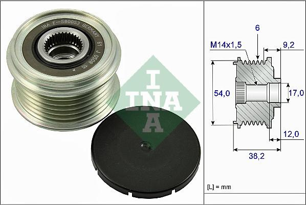 Fulie alternator JAGUAR XF (_J05_, CC9) INA 535 02