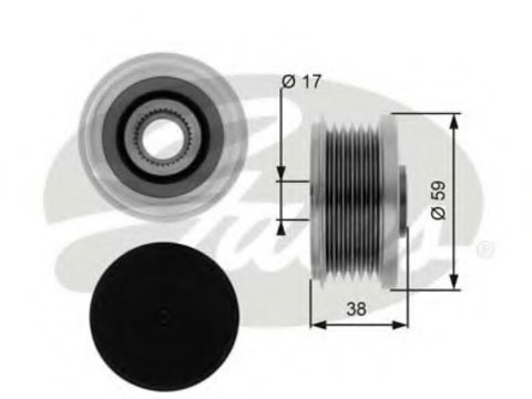 Fulie alternator OAP7077 GATES pentru CitroEn C4 Peugeot 508 Fiat Scudo Peugeot 5008 Peugeot 807 Peugeot Expert Peugeot 208 Peugeot 406 Ford Fiesta CitroEn Berlingo Peugeot 308 CitroEn Xsara Peugeot 206 Peugeot 607 CitroEn Dispatch CitroEn Jumpy Peug