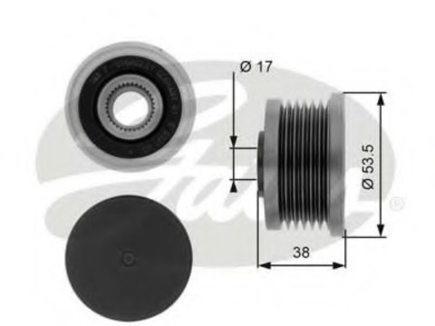 Fulie alternator OAP7081 GATES pentru Mitsubishi Carisma Opel Vivaro Renault Laguna Volvo S40 Volvo V40 Mitsubishi Space Renault Trafic Renault Master Nissan Interstar Nissan Primastar