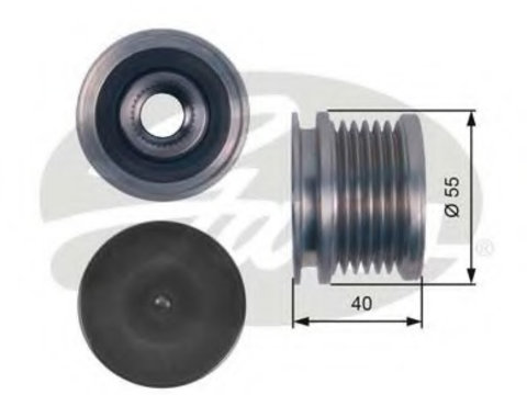 Fulie alternator OAP7114 GATES pentru Vw Eurovan Vw Kombi Vw Transporter Vw Multivan Skoda Superb Vw Passat Audi A6 Vw Crafter Audi Q5 Audi A5 Skoda Fabia Audi A4 Audi A3 Vw Fox Seat Ibiza Audi Tt Seat Leon Vw Amarok Vw Cc Vw Golf