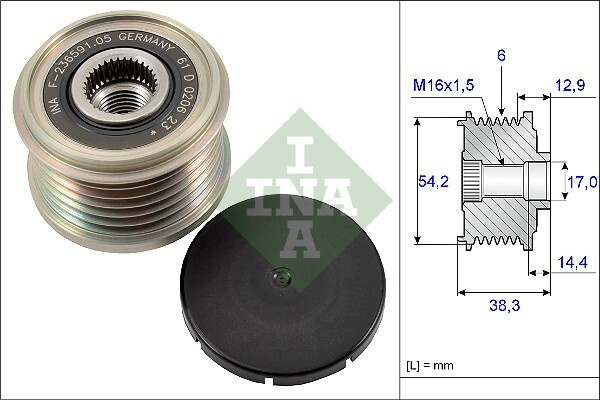 Fulie alternator ~ Opel Crossland 2017 2018 2019 2020 2021 2022 2023 2024 ~ 535 0194 10 ~ INA