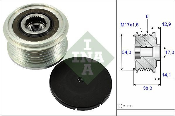 Fulie, alternator PEUGEOT 2008 II (U_), 08.2019 - INA 535 0264 10