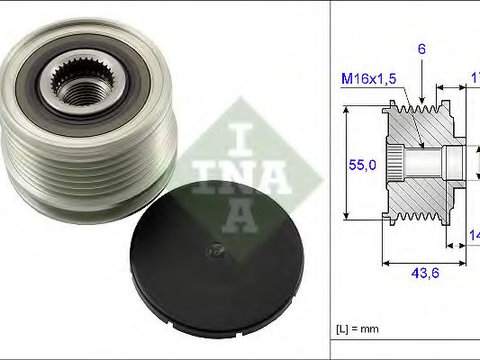 Fulie alternator RENAULT SYMBOL II (LU1/2_) (2008 - 2016) INA 535 0105 10