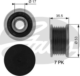 Fulie, alternator SMART FORTWO (453), Сabrioletă, 09.2015 - Gates OAP7110