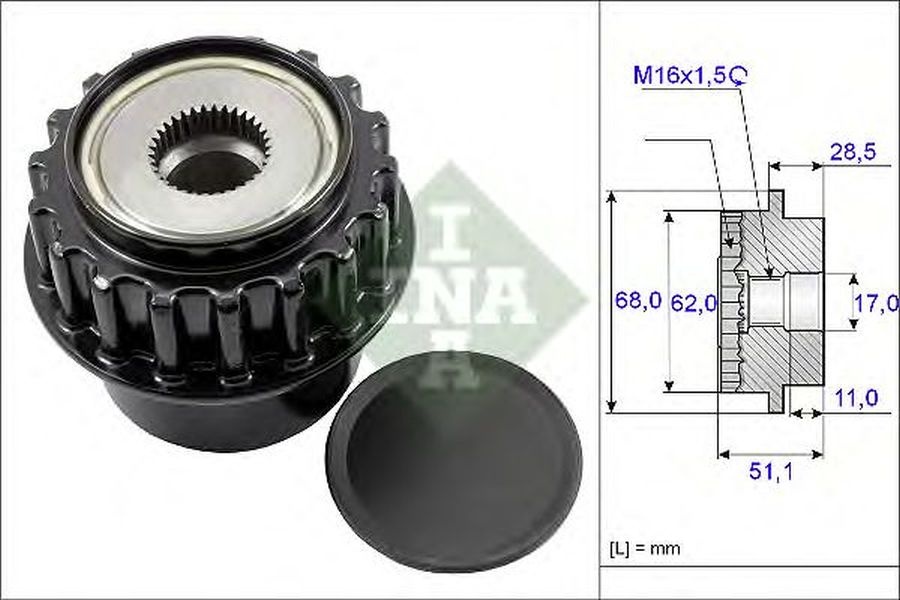 Fulie alternator VOLVO V70 III BW INA 535017510