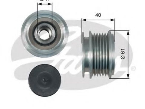 Fulie alternator VW CADDY IV combi (Saab, SAJ) (2015 - 2016) GATES OAP7013