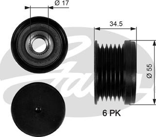 Fulie, alternator VW JETTA III (1K2), Sedan, 09.2004 - 10.2010 Gates OAP7090