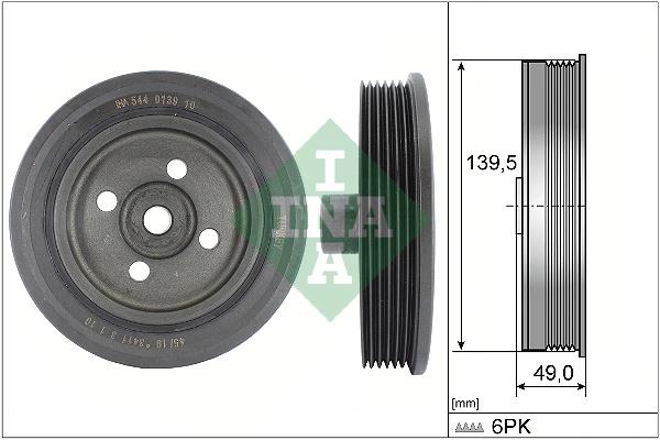 Fulie arbore cotit / vibrochen INA FORD FOCUS II limuzina (DB_, FCH, DH) 2005-2012 - 544 0139 10