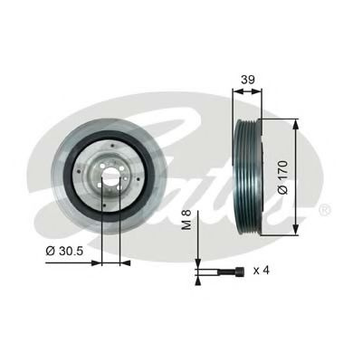 Fulie curea, arbore cotit ALFA ROMEO 159 Sportwagon (939) (2006 - 2011) GATES TVD1013A piesa NOUA