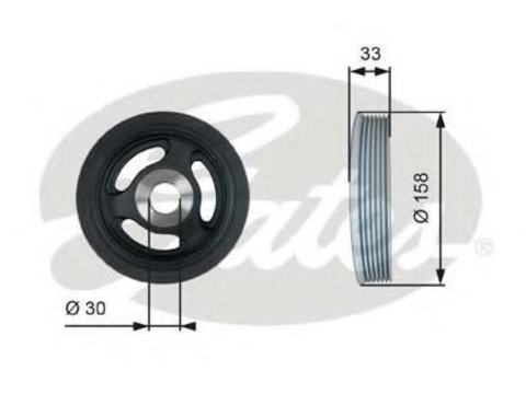 Fulie curea, arbore cotit Citroen BERLINGO I caroserie (M_), Citroen BERLINGO (MF), PEUGEOT RANCH caroserie (5) - GATES TVD1061