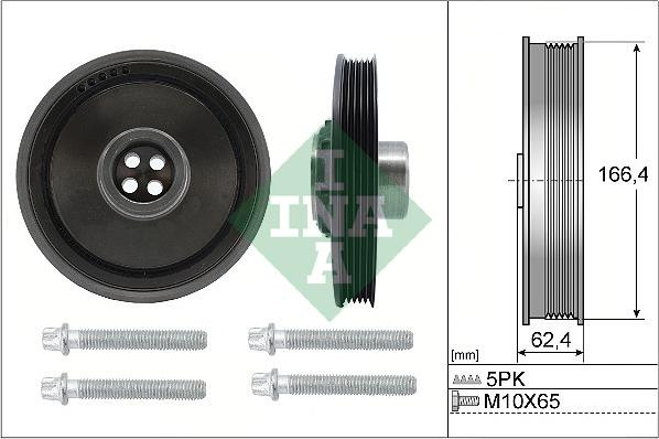 Fulie curea. arbore cotit Crankshaft pulley number of ribs. 5 fits. MINI R56 R57 R58 R59 CLUBMAN R55 CLUBVAN R55 COUNTRYMAN R60 TOYOTA AURIS (_E18_), Turism, 07.2013 - 12.2018 INA 544 0171 20