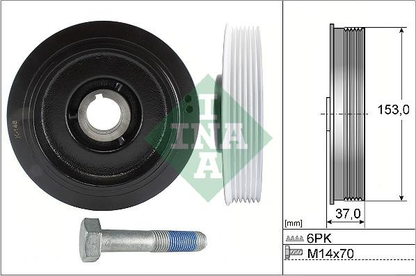 Fulie curea. arbore cotit Crankshaft pulley CITROEN BERLINGO BERLINGO-MINIVAN C4 I C5 C5 I C8 JUMPY FIAT SCUDO ULYSSE LANC PEUGEOT 806 (221), Dubita, 06.1994 - 08.2002 INA 544 0058 20