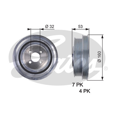 Fulie curea arbore cotit # Iveco Daily 2.3 33s12; 35s12; 35c12 motorina 116cp/85kw 2016 2017 2018 2019 2020 2021 2022 2023 2024 2025 # TVD1079 # GATES