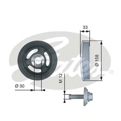 Fulie curea, arbore cotit PEUGEOT 308 II (2013 - 2016) GATES TVD1061A piesa NOUA