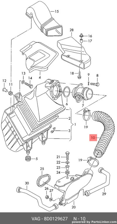 Furtun admisie filtru aer Audi A6 4B (C5) 2002 200