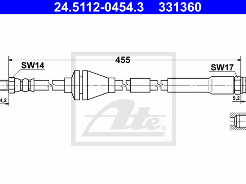 Furtun frana 24 5112-0454 3 ATE pentru Fiat Punto