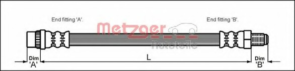 Furtun frana 4111104 METZGER pentru Peugeot 307 CitroEn C4