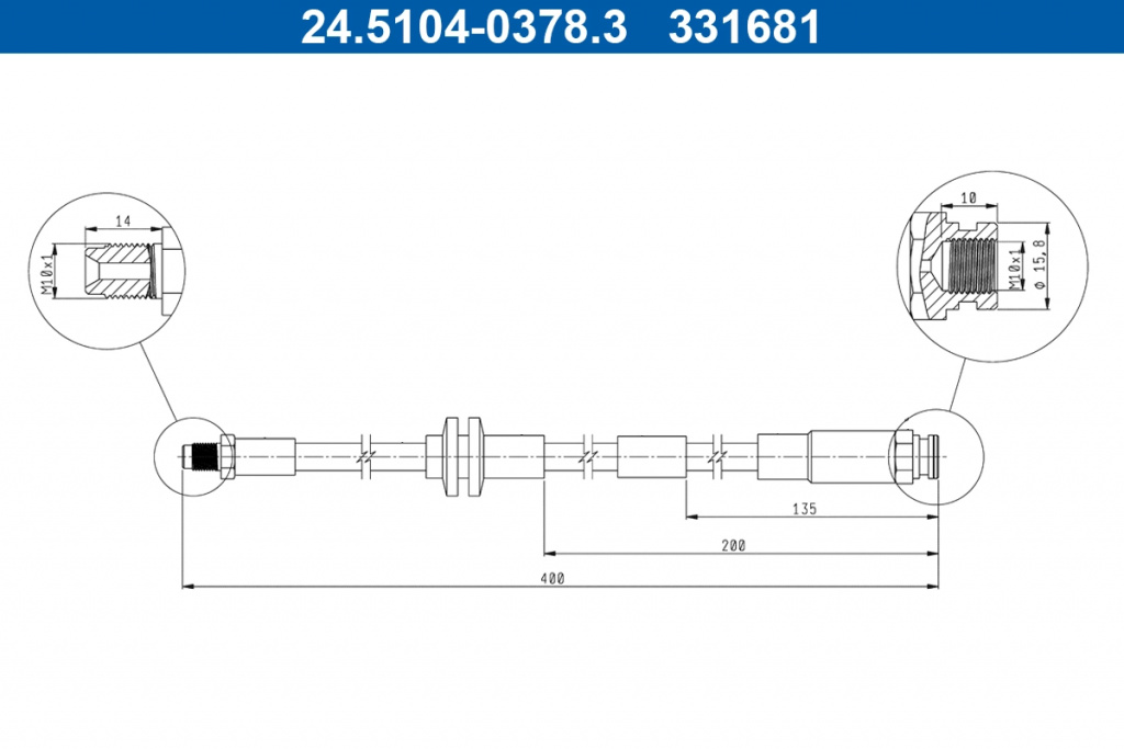 Furtun frana ATE 24.5104-0378.3 pentru FIAT PANDA (312_, 319_) 2012-2025