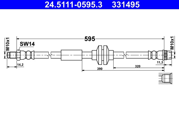 Furtun frana ATE 24.5111-0595.3 pentru OPEL MOVANO B platou / sasiu (X62) 2010-2024