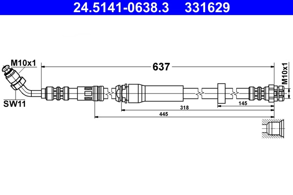 Furtun frana ATE 24.5141-0638.3 se potriveste la AUDI A4 B9 Avant (8W5, 8WD) 2015 2016 2017 2018 2019 2020 2021 2022 2023 2024 2025