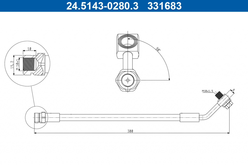 Furtun frana ATE 24.5143-0280.3 compatibil cu SKODA SUPERB III combi (3V5) 2015 2016 2017 2018 2019 2020 2021 2022 2023 2024 2025