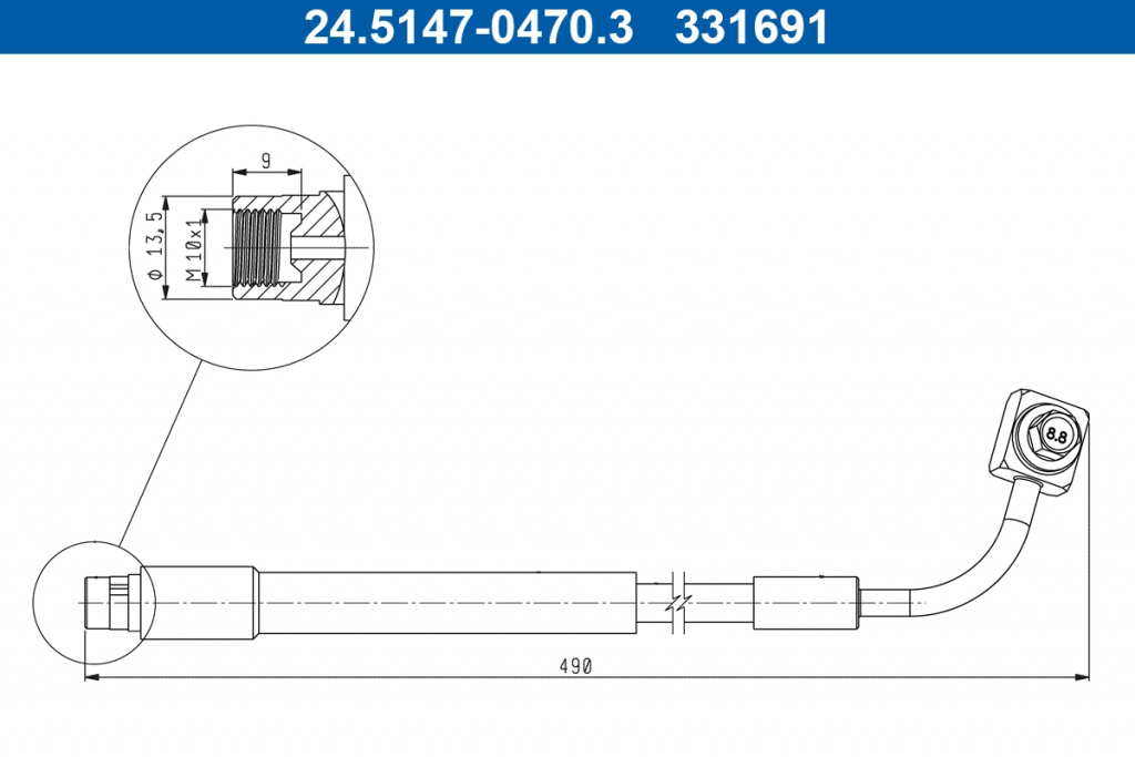 Furtun frana ATE 24.5147-0470.3 pentru CHEVROLET TRAX 2012-2018