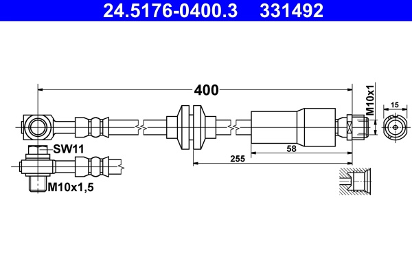 Furtun frana ATE 24.5176-0400.3 pentru OPEL ASTRA J GTC 2011-2018