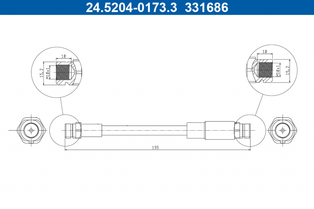 Furtun frana ATE 24.5204-0173.3 pentru SEAT ARONA (KJ7, KJP) 2017-2025