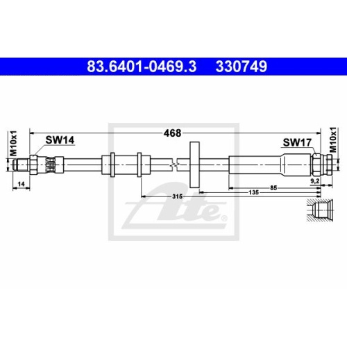 Furtun frana Ate 83640104693, parte montare : Punt