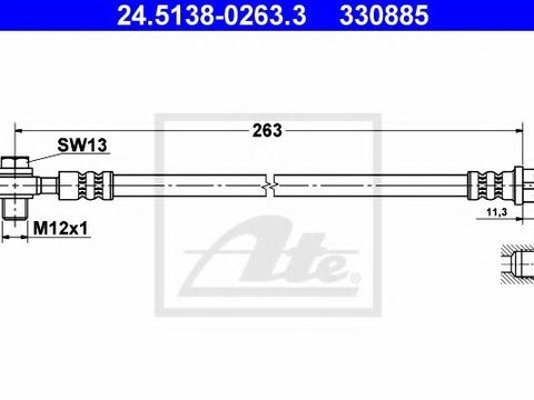 Furtun frana AUDI A4 (8E2, B6), AUDI A4 Avant (8E5, B6), AUDI A4 Cabriolet (8H7, B6, 8HE, B7) - ATE 24.5138-0263.3