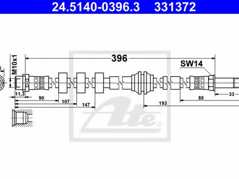 Furtun frana AUDI A4 (8K2, B8) (2007 - 2015) ATE 24.5140-0396.3