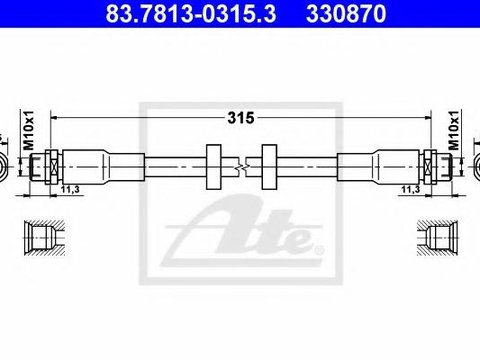 Furtun frana AUDI A6 limuzina (4F2, C6), AUDI A6 Avant (4F5, C6), AUDI A6 Allroad combi (4FH, C6) - ATE 83.7813-0315.3