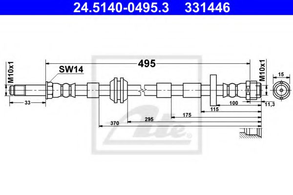 Furtun frana AUDI A8 (4H) (2009 - 2016) ATE 24.5140-0495.3 piesa NOUA