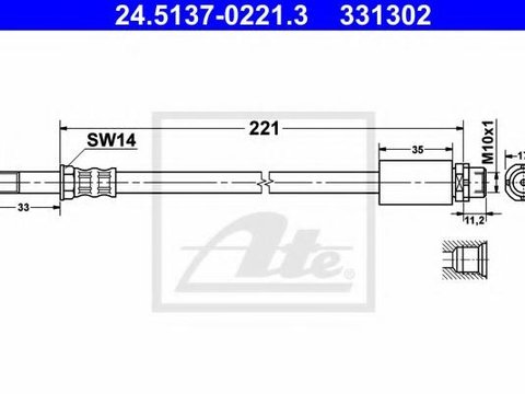 Furtun frana BMW 1 (E81), BMW 3 limuzina (E90), BMW 3 Touring (E91) - ATE 24.5137-0221.3