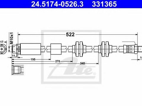 Furtun frana BMW 1 (E81), BMW 3 limuzina (E90), BMW 3 Touring (E91) - ATE 24.5174-0526.3