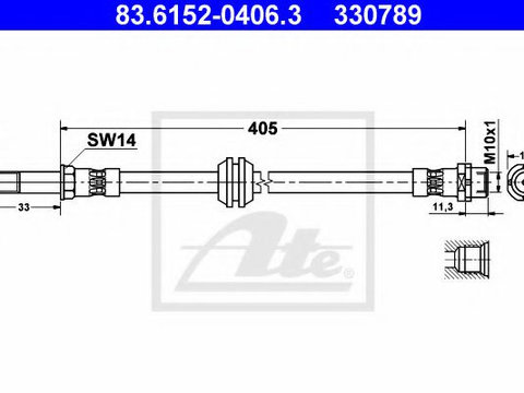 Furtun frana BMW 3 Compact (E46) (2001 - 2005) ATE 83.6152-0406.3