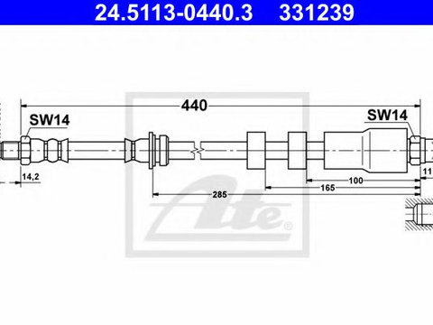 Furtun frana BMW Seria 3 (E90) (2005 - 2011) ATE 24.5113-0440.3 piesa NOUA