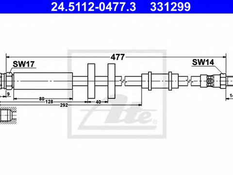 Furtun frana FIAT DUCATO bus (230) (1994 - 2002) ATE 24.5112-0477.3