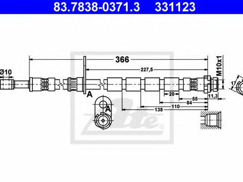 Furtun frana FORD FIESTA limuzina (2010 - 2016) ATE 83.7838-0371.3