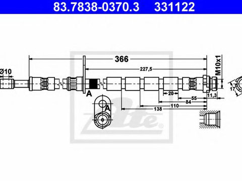 Furtun frana FORD FIESTA VI (2008 - 2020) ATE 83.7838-0370.3