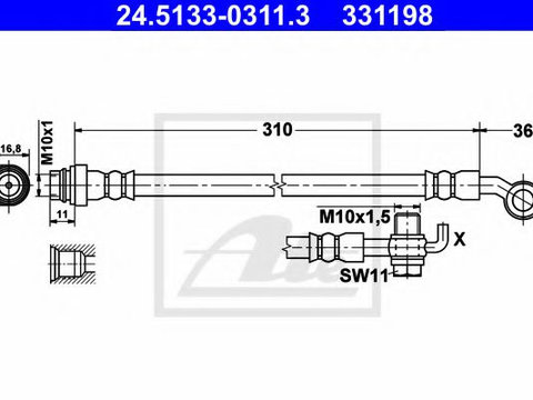 Furtun frana FORD S-MAX (WA6) (2006 - 2016) ATE 24.5133-0311.3