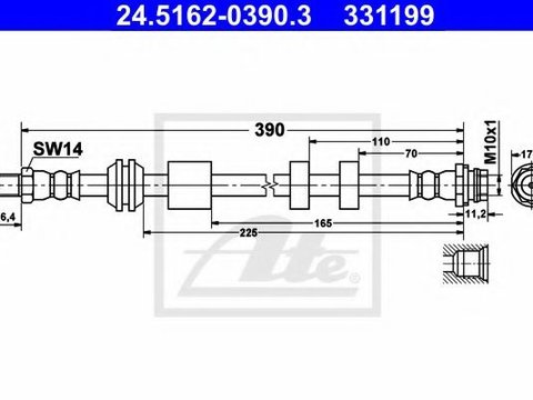 Furtun frana FORD S-MAX (WA6) (2006 - 2016) ATE 24.5162-0390.3 piesa NOUA