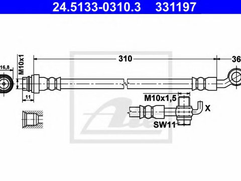 Furtun frana FORD S-MAX (WA6) (2006 - 2020) ATE 24.5133-0310.3