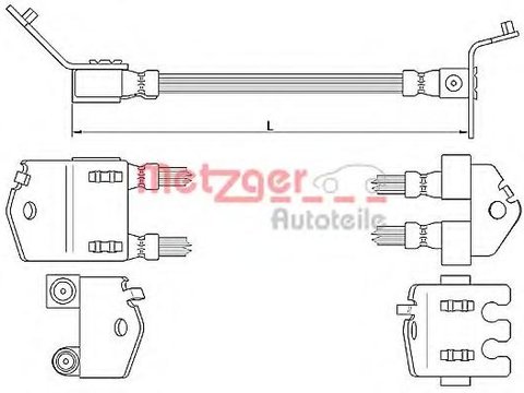 Furtun frana FORD TRANSIT bus (FD_ _, FB_ _, FS_ _, FZ_ _, FC_ _), FORD TRANSIT Van (FA_ _), FORD TRANSIT platou / sasiu (FM_ _, FN_ _) - METZGER 4112