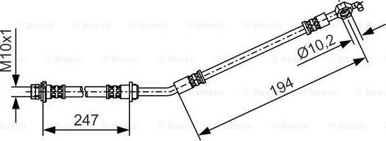 Furtun frana Furtun-conducta de frana flexibil Fata Stanga lungime 247-441mm-194mmdiametru 102mm M10x1 se potrivește. TOYOTA YAR TOYOTA YARIS (_P13_), Hatchback Van, 10.2012 - BOSCH 1 987 481 A25