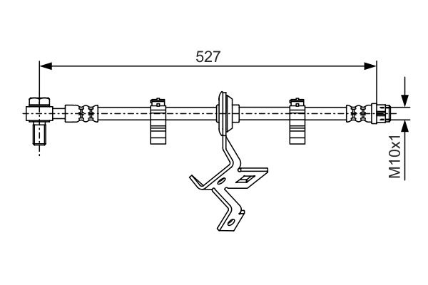 Furtun frana Furtun-conducta de frana flexibil Fata Stanga lungime 527mm M10x1-M10x1 se potrivește. MERCEDES M W163 3.2-5.4 02.9 MERCEDES-BENZ M-CLASS (W163), Crossover, 02.1998 - 07.2005 BOSCH 1 987 476 041