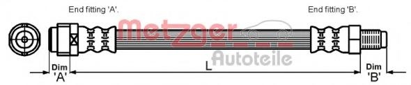 Furtun frana MERCEDES-BENZ A-CLASS (W168), MERCEDES-BENZ VANEO (414), MERCEDES-BENZ A-CLASS (W169) - METZGER 4114082
