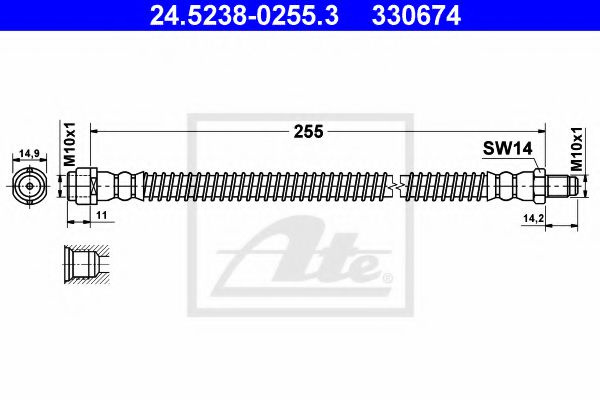 Furtun frana MERCEDES-BENZ SL (R230) (2001 - 2012) ATE 24.5238-0255.3