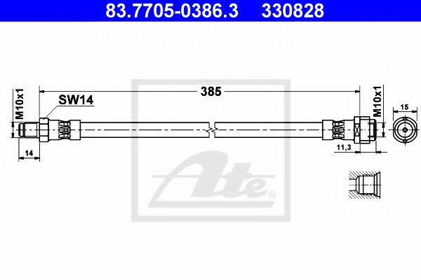 Furtun frana MERCEDES C-CLASS (W203) (2000 - 2007) ATE 83.7705-0386.3